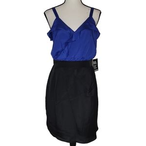 EXPRESS wrap ruffle colorblock dress